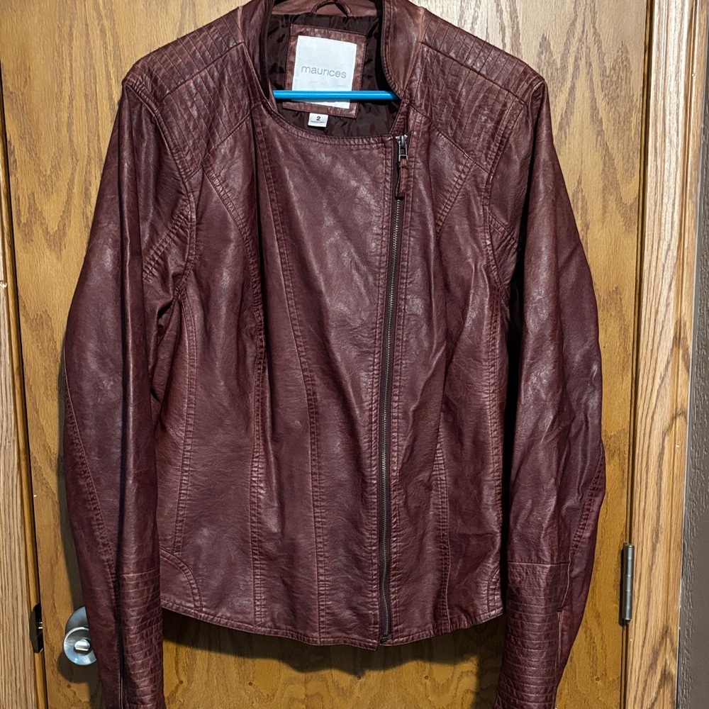 Maurices Deep Maroon faux Leather Jacket 2x